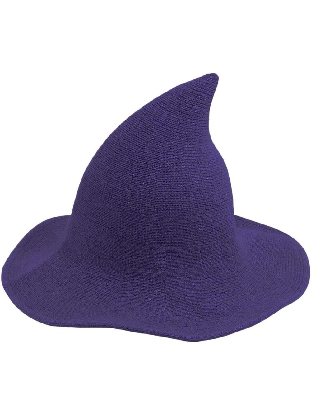 Women Purple Halloween Knitted Wool Wizard Witch Hat Brim Pointed Witches Cap